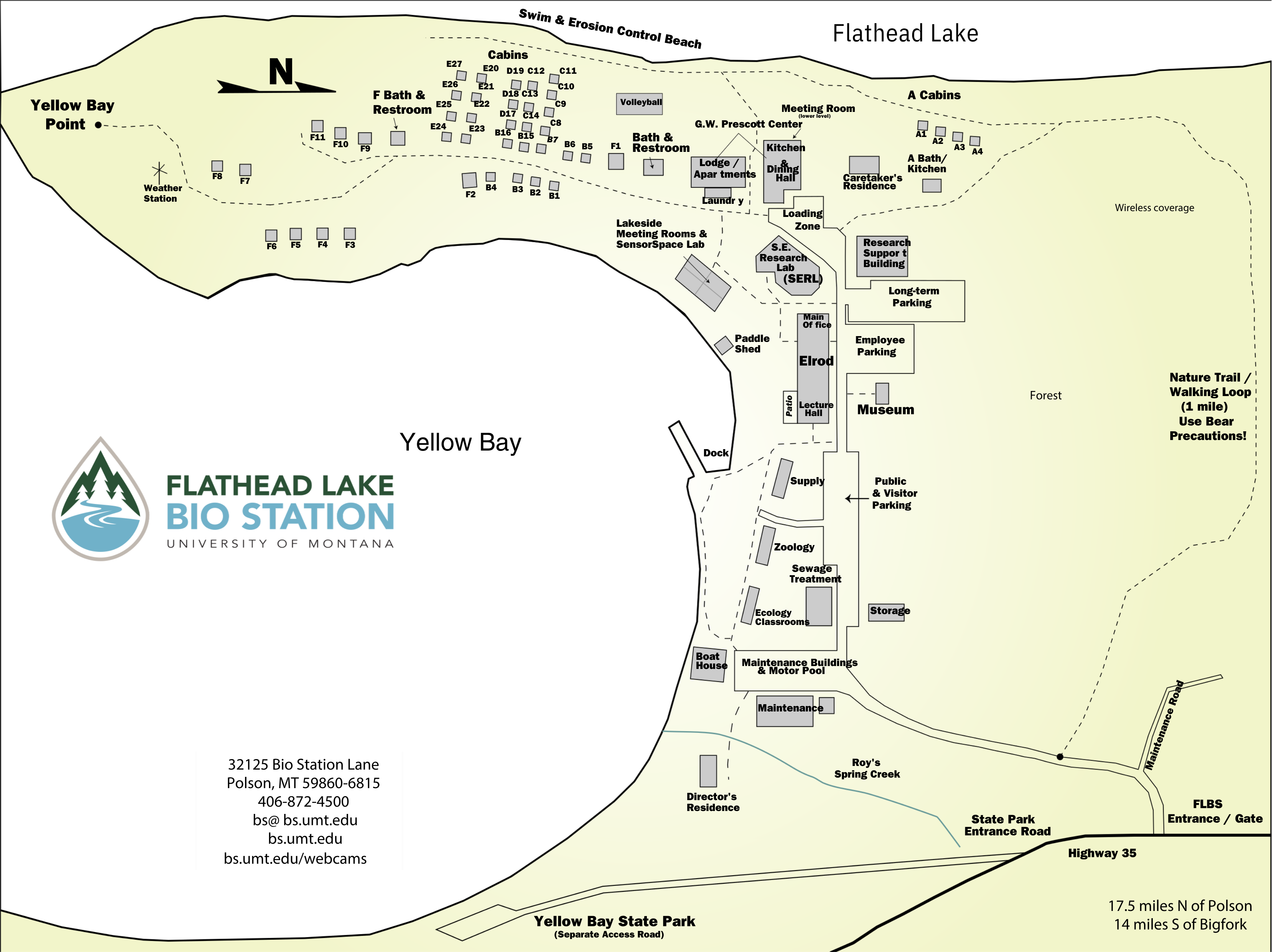 Flathead Lake Biological Station grounds map