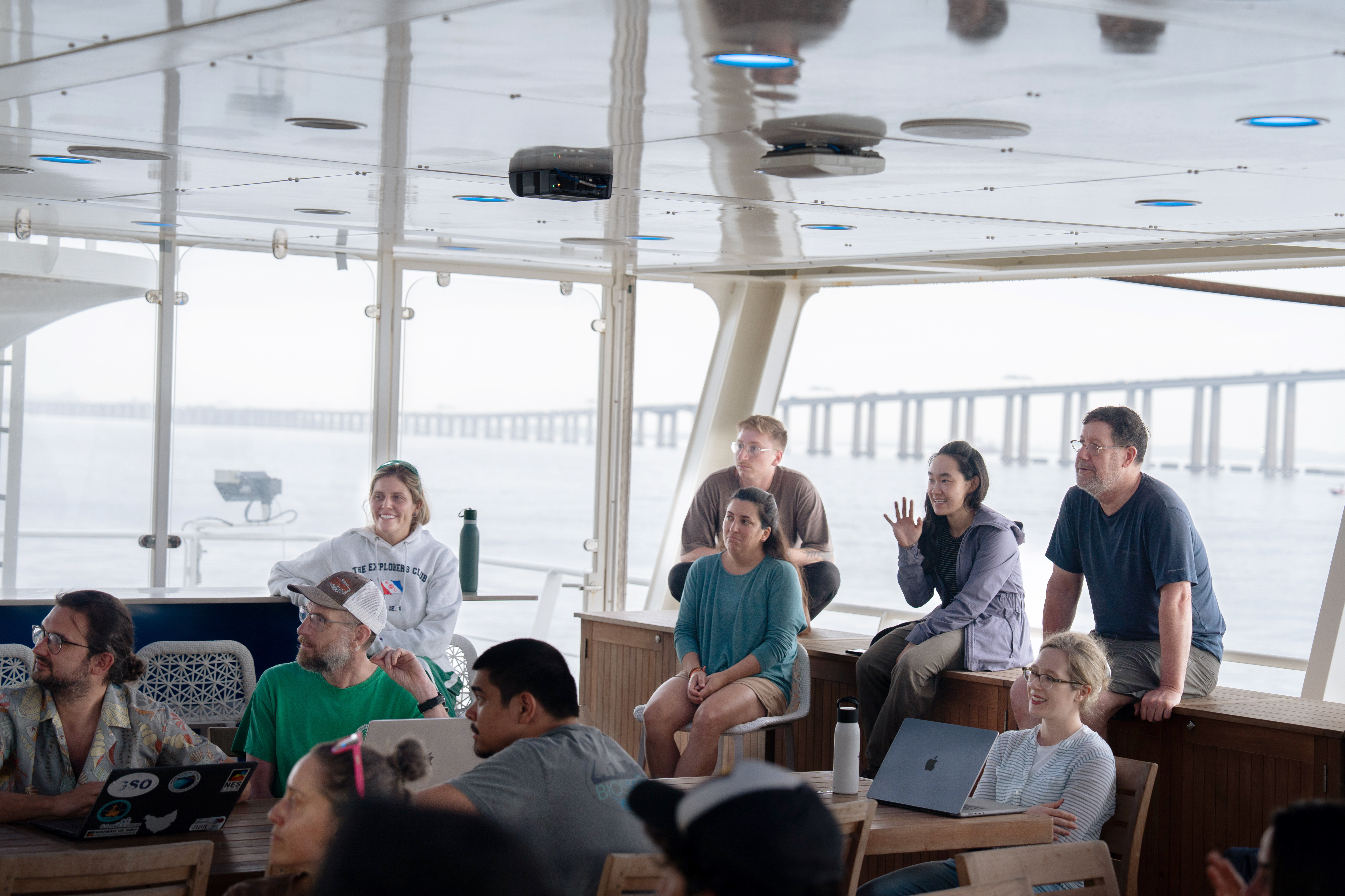 Science meeting on deck