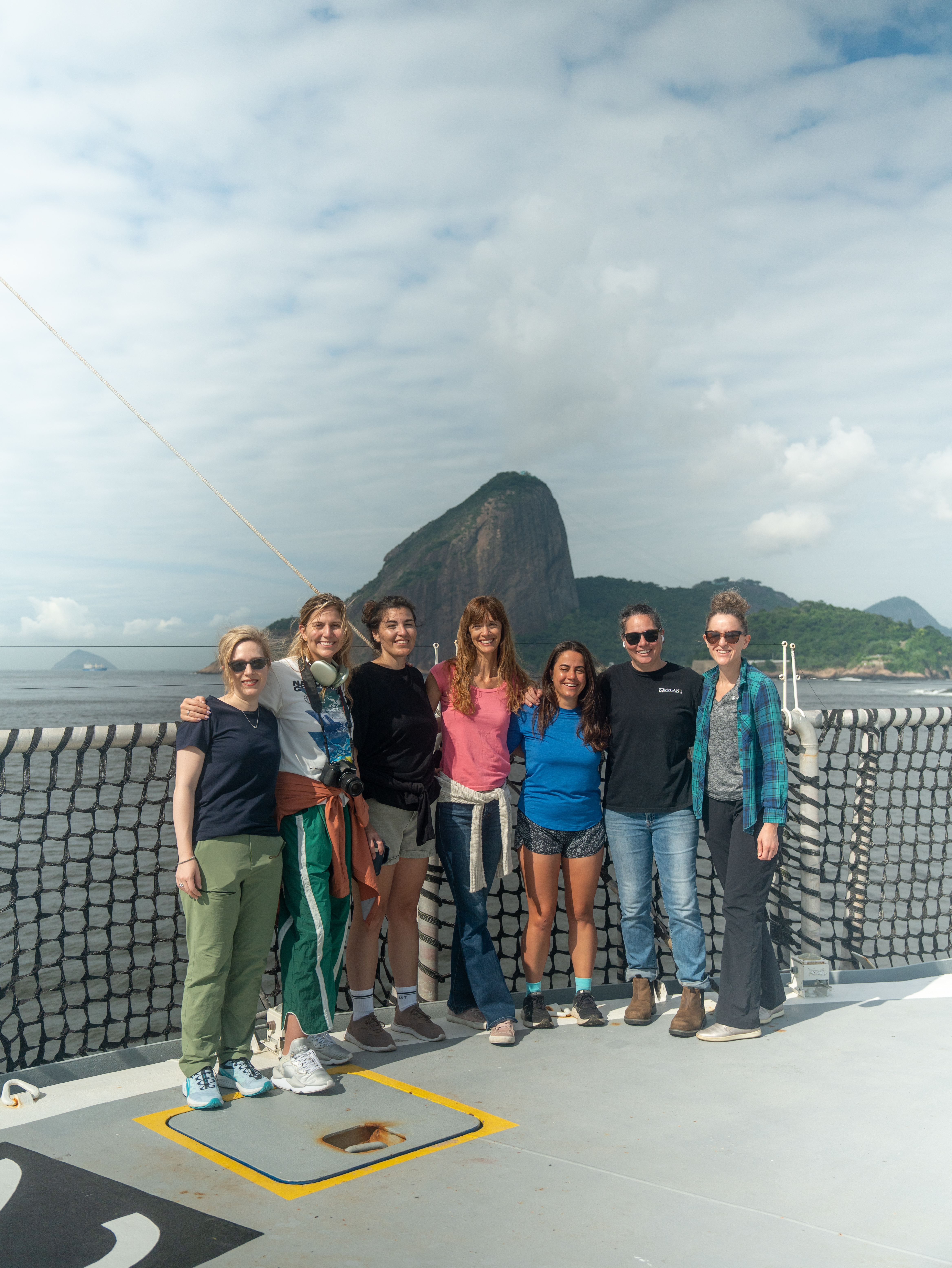 Science team on heli deck